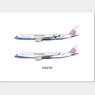 Illustration of China Airlines First Two Airbus A350 Posters and Art